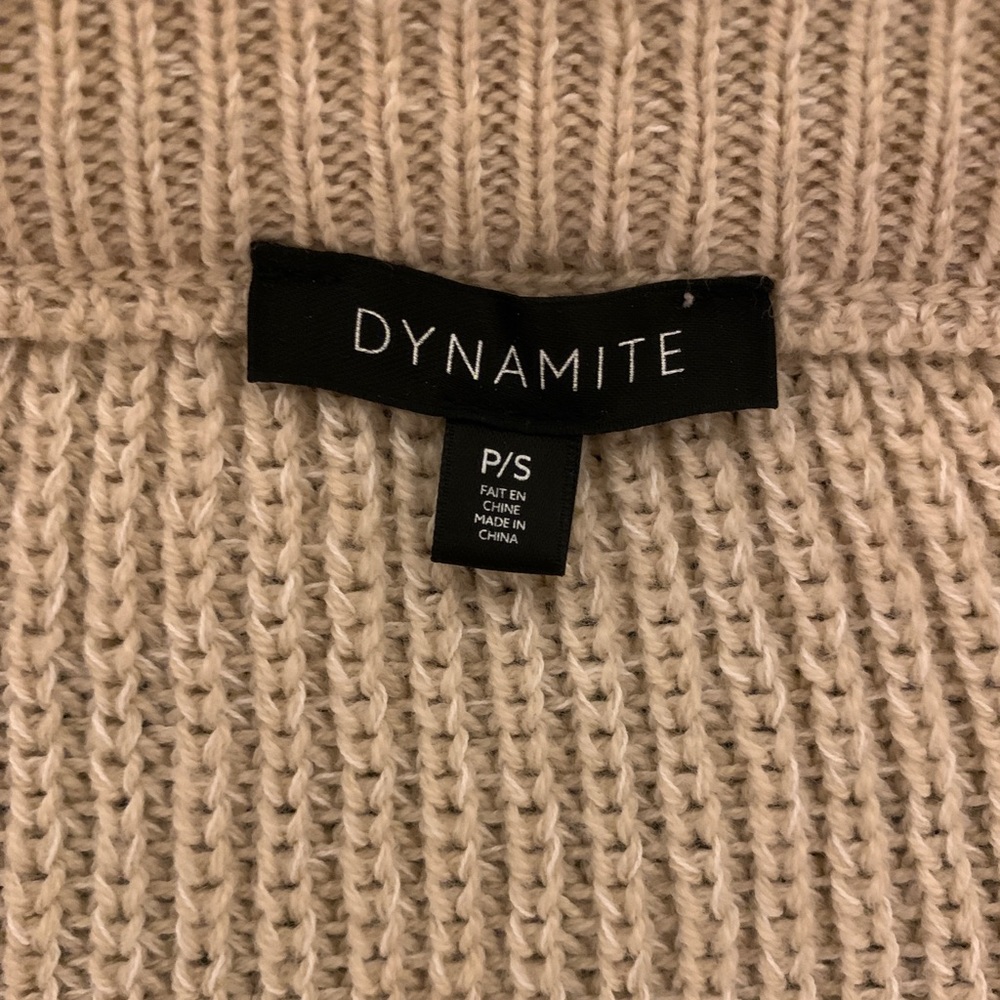 DYNAMITE Cream/Oatmeal Knit V-neck Sweater S - Picture 2 of 3